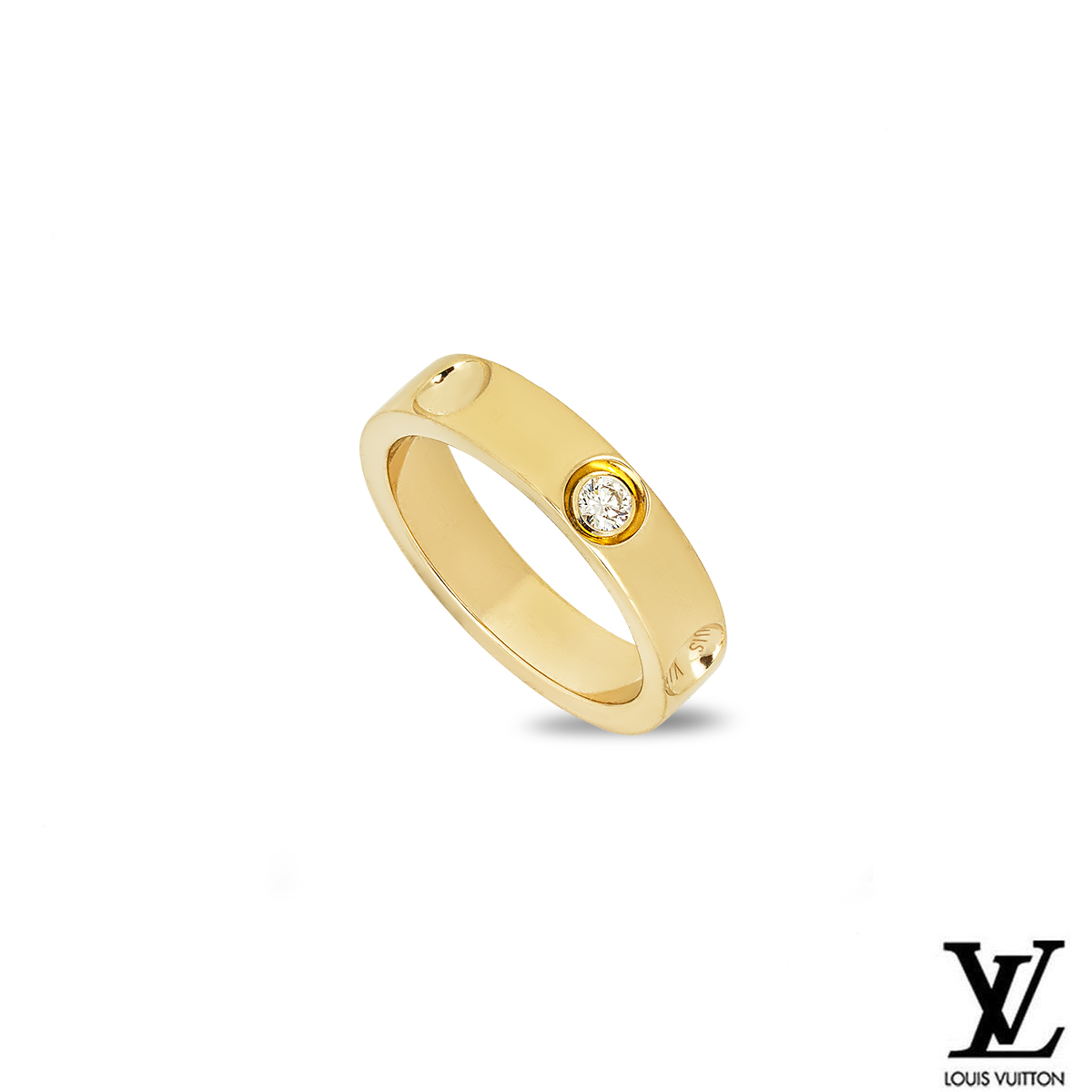 Louis Vuitton Yellow Gold Diamond Empreinte Ring Size 56